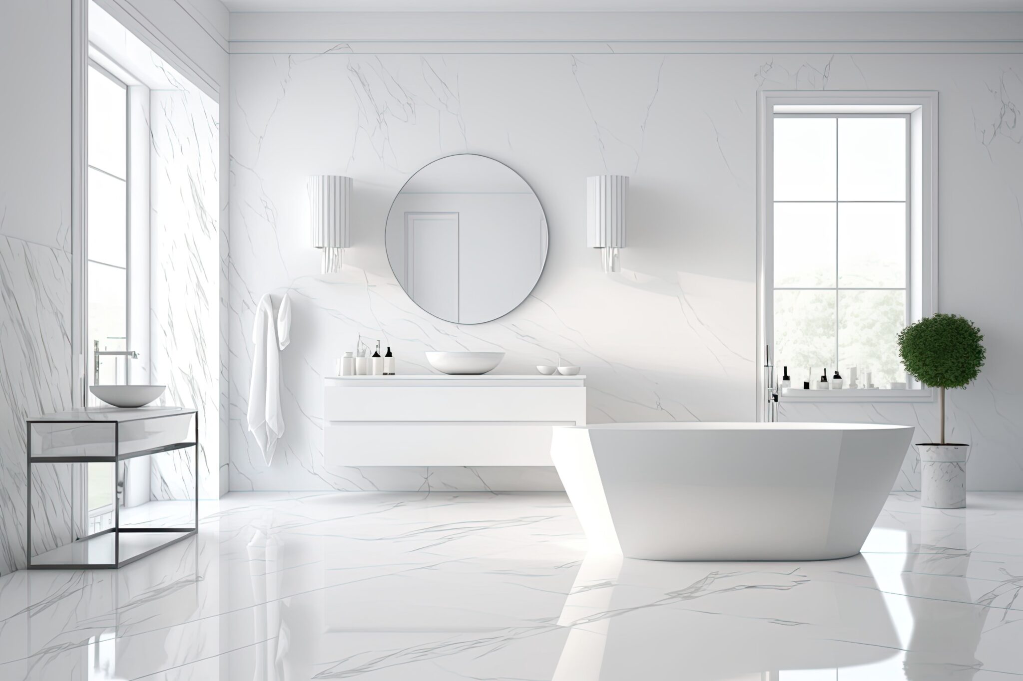 white bathroom tiles